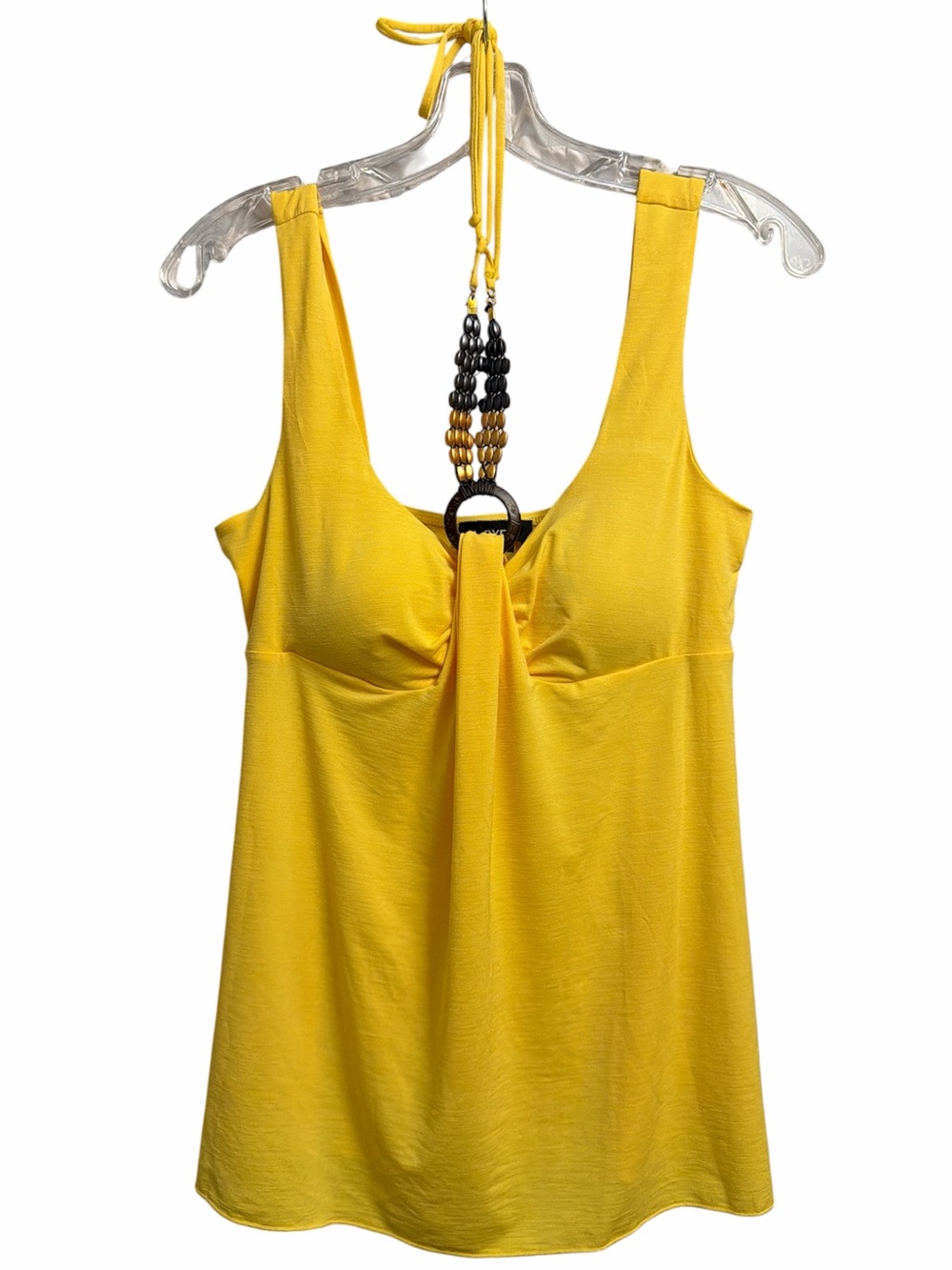 A. Byer Yellow Halter Tank with Bead Accent